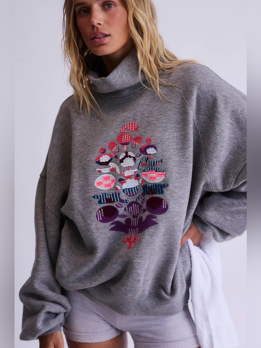 free people movement On Your Mark Logo Mock Neck Pullover
